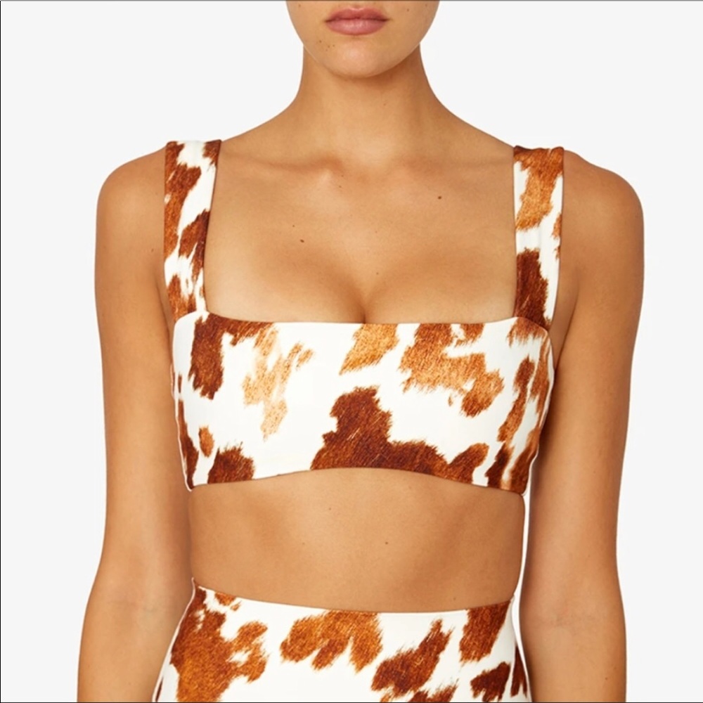 WeWoreWhat cow print sports bra